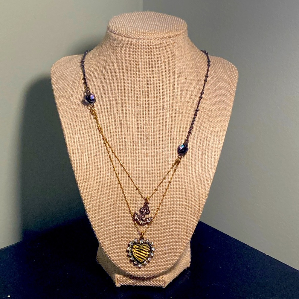 Betsey Johnson Anchor and Heart Necklace. 16” w extender